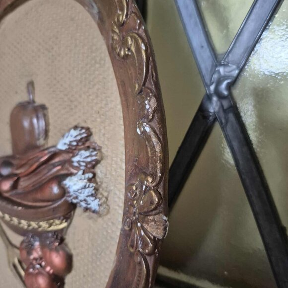 Chalkware Plaque Wall Hagning - Set of 2 Oval Frames with Vegetables - Picture 4 of 11